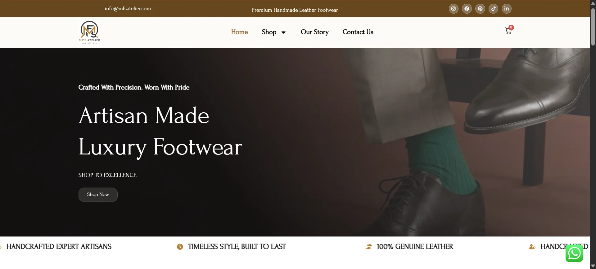 mfs atelier leather website design by rahim pasha